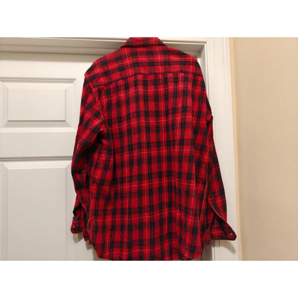 Carhartt Mens Red Black Plaid Flannel Shirt Long Sleeve Regular Fit L S250 CRI